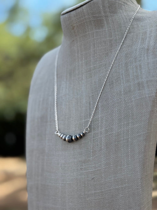 Handcrafted Sterling Silver 4-8mm Beaded Necklace 20"