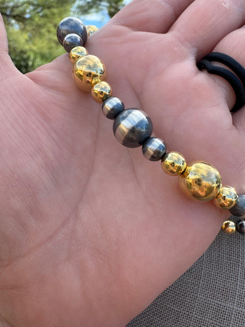 Handcrafted Sterling Silver & Gold 4-10mm Beaded Necklace