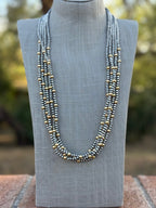 Handcrafted Sterling Silver & Gold 4mm Beaded Necklace 30"