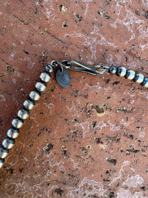 Handcrafted Sterling Silver & Gold 4mm Beaded Necklace 30"