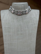 Handcrafted Pink Conch & Sterling Silver 3-8mm Beaded Necklace 14"