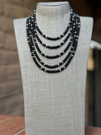 Handcrafted Sterling Silver Pearl & Onyx 5mm Beaded Necklace