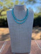 Handcrafted Kingman Turquoise Beaded Necklace 17" with 2" extension