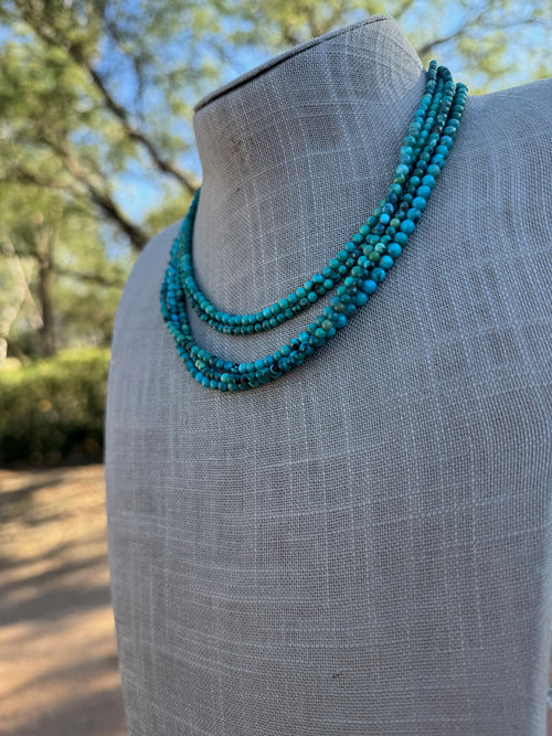 Handcrafted Kingman Turquoise Beaded Necklace 16” with 2" extender