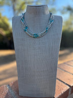 Handcrafted Kingman Turquoise & Sterling silver pearl 4mm Beaded Necklace 18"