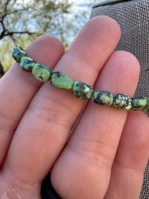 Handcrafted Hubei Turquoise & Sterling Silver Beaded Necklace 16"