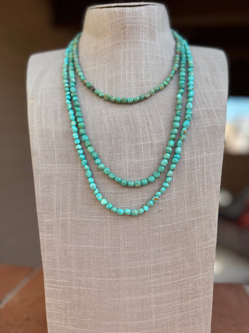 Handcrafted Green Kingman Turquoise Beaded Necklace