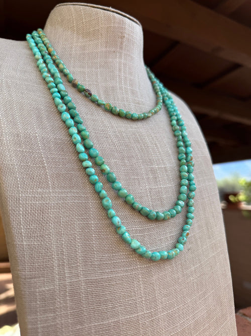 Handcrafted Green Kingman Turquoise Beaded Necklace