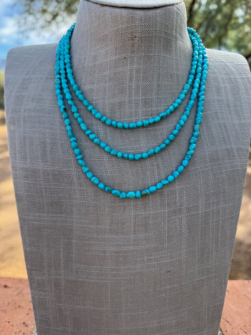 Handcrafted Blue Kingman Turquoise Beaded Necklace