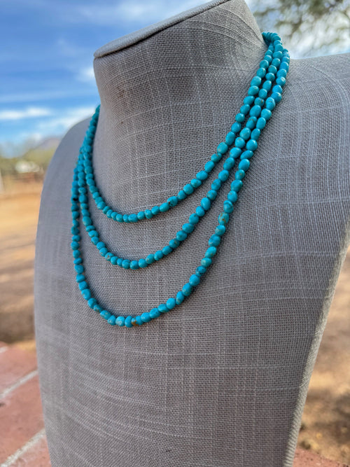 Handcrafted Blue Kingman Turquoise Beaded Necklace