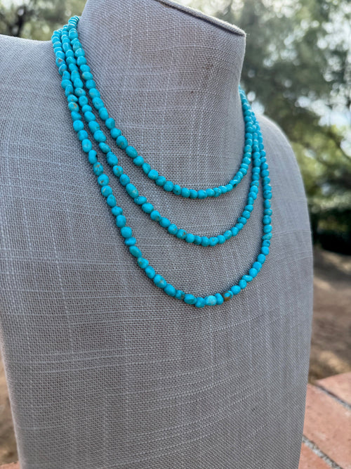 Handcrafted Blue Kingman Turquoise Beaded Necklace