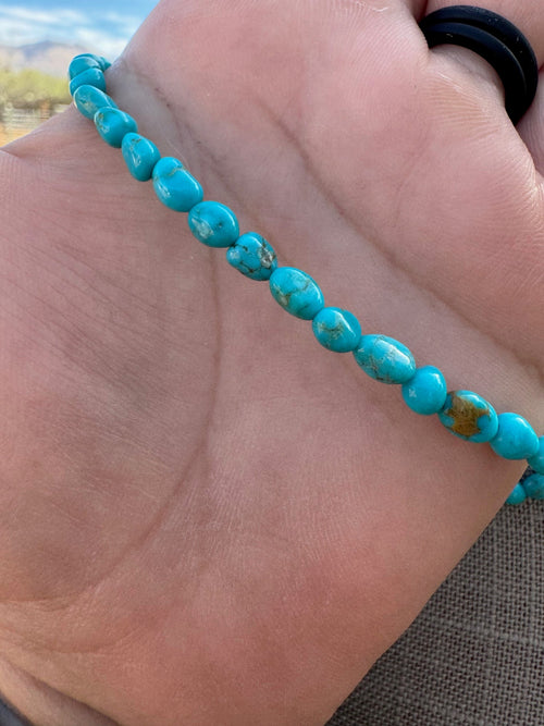 Handcrafted Blue Kingman Turquoise Beaded Necklace