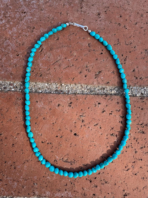 Handcrafted Blue Kingman Turquoise Beaded Necklace