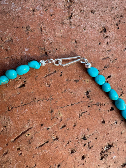Handcrafted Blue Kingman Turquoise Beaded Necklace