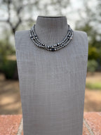 Handcrafted Sterling Silver & White Buffalo 4-6mm Beaded Necklace 16"