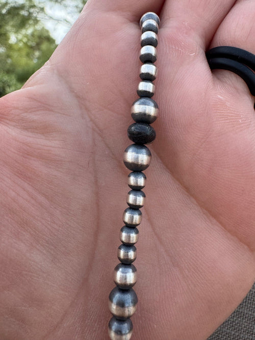 Handcrafted Sterling Silver & White Buffalo 4-6mm Beaded Necklace 16"