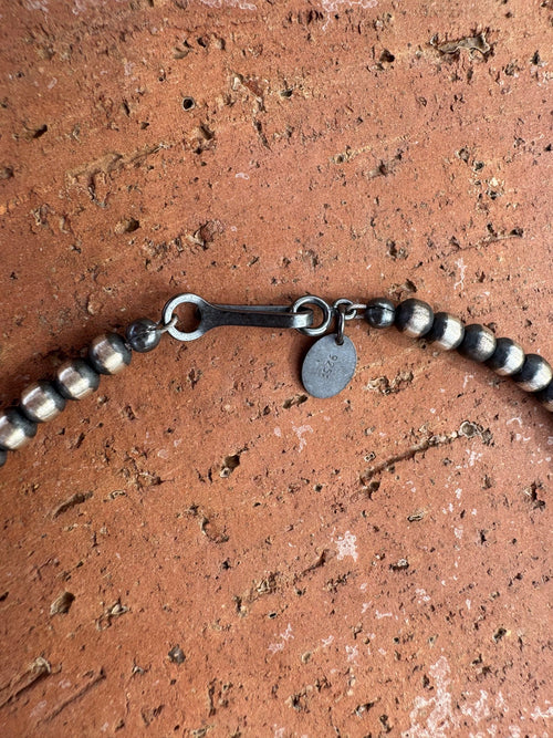 Handcrafted Sterling Silver & White Buffalo 4-6mm Beaded Necklace 16"