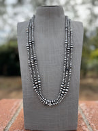 Handcrafted Sterling Silver & White Buffalo 4-8mm Beaded Necklace 30"