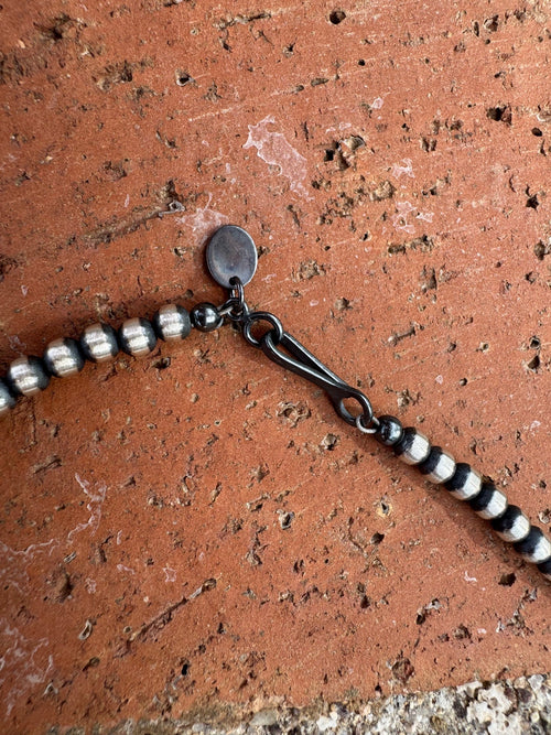 Handcrafted Sterling Silver & White Buffalo 4-8mm Beaded Necklace 30"