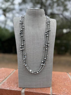 Handcrafted Sterling Silver & White Buffalo 4-8mm Beaded Necklace 36"