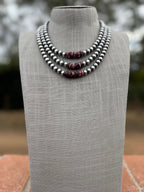 Handcrafted Sterling Silver Pearl & Purple Spiny 8mm Beaded Necklace