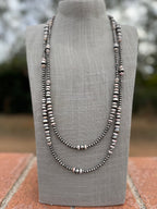 Handcrafted Pink Conch & Sterling Silver Pearl 4-8mm Beaded Necklace 60"