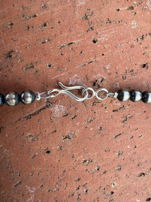 Handcrafted Pink Conch & Sterling Silver 4-8mm Beaded Necklace 60"