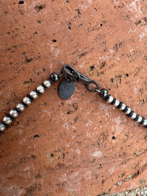 Handcrafted Sterling Silver & Multi Stone Beaded Lariat Necklace 20"