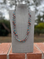 Handcrafted Multi Stone & Sterling Silver 4-6mm Beaded Necklace 30"