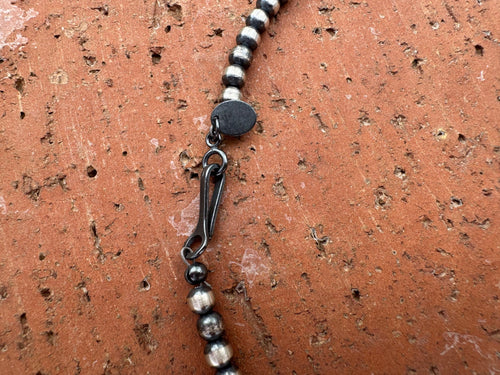 Handcrafted Multi Stone & Sterling Silver 4-8mm Beaded Necklace 30"