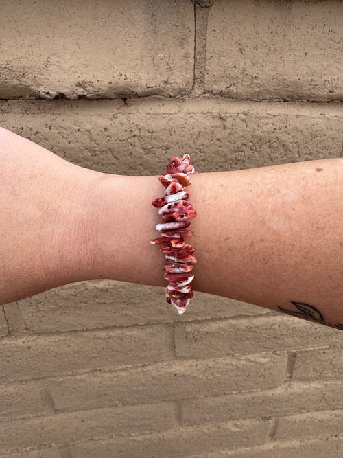 Handcrafted Spiny & Sterling Silver Beaded Bracelet 7.5"