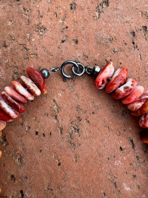 Handcrafted Spiny & Sterling Silver Beaded Bracelet 7.5"