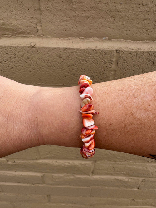 Handcrafted Spiny & Sterling Silver Beaded Bracelet 7.5"