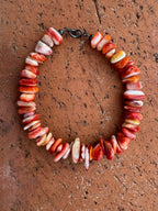 Handcrafted Spiny & Sterling Silver Beaded Bracelet 7.5"