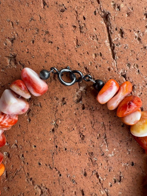 Handcrafted Spiny & Sterling Silver Beaded Bracelet 7.5"