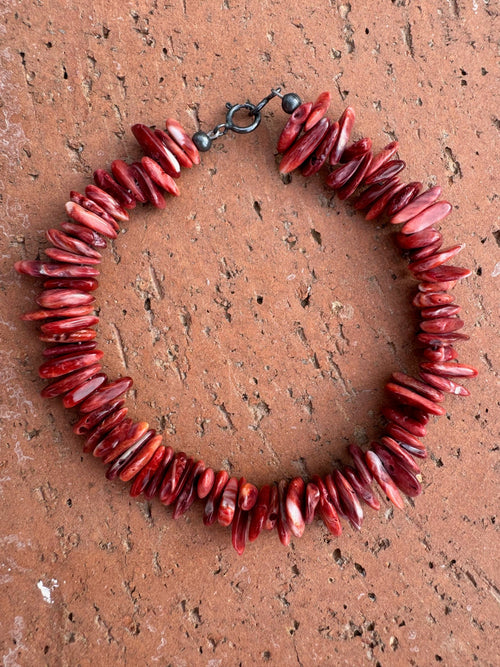 Handcrafted Spiny & Sterling Silver Beaded Bracelet 7.5"