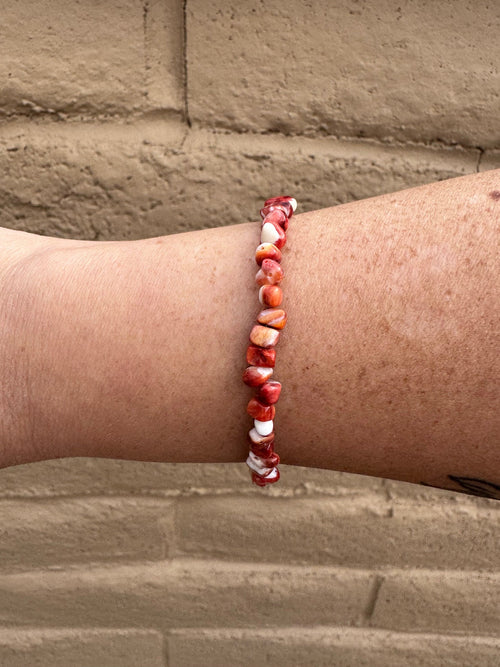 Handcrafted Spiny & Sterling Silver Beaded Bracelet 7.5"