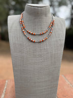 Handcrafted Orange Spiny & Sterling Silver 3-6mm Beaded Necklace