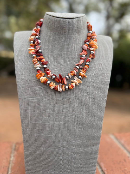 Handcrafted Spiny & Sterling Silver 8mm Beaded Necklace