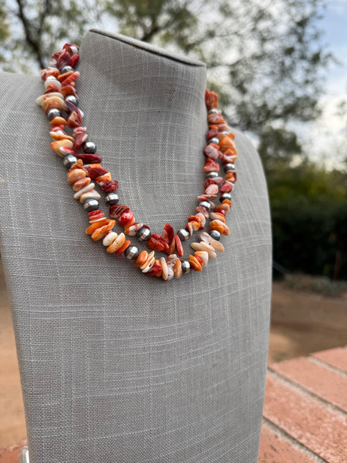 Handcrafted Spiny & Sterling Silver 8mm Beaded Necklace