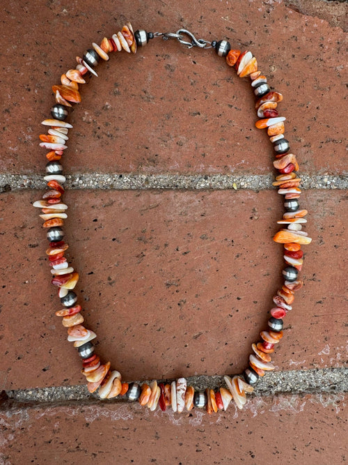 Handcrafted Spiny & Sterling Silver 8mm Beaded Necklace