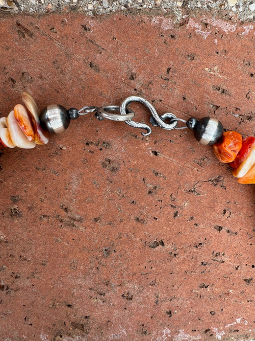 Handcrafted Spiny & Sterling Silver 8mm Beaded Necklace