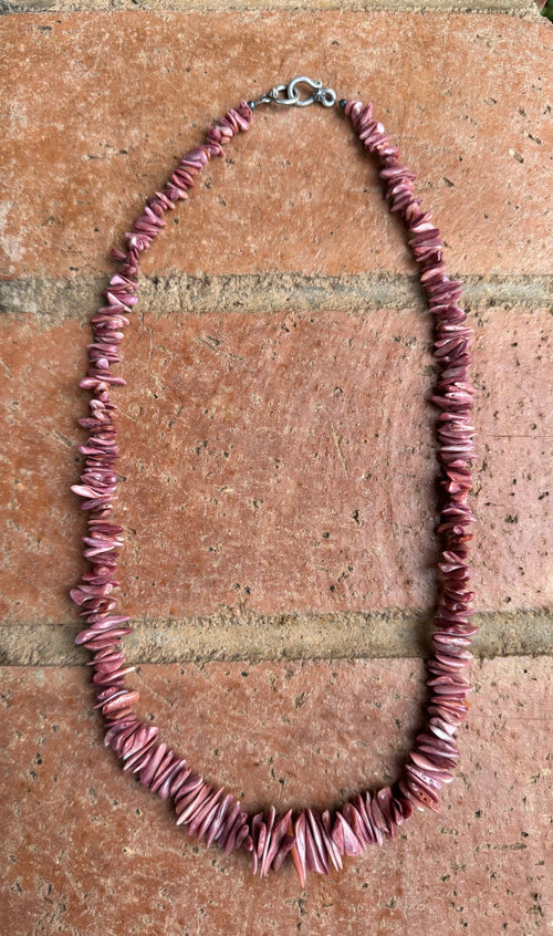 Handcrafted Purple Spiny Oyster Beaded Necklace 24"