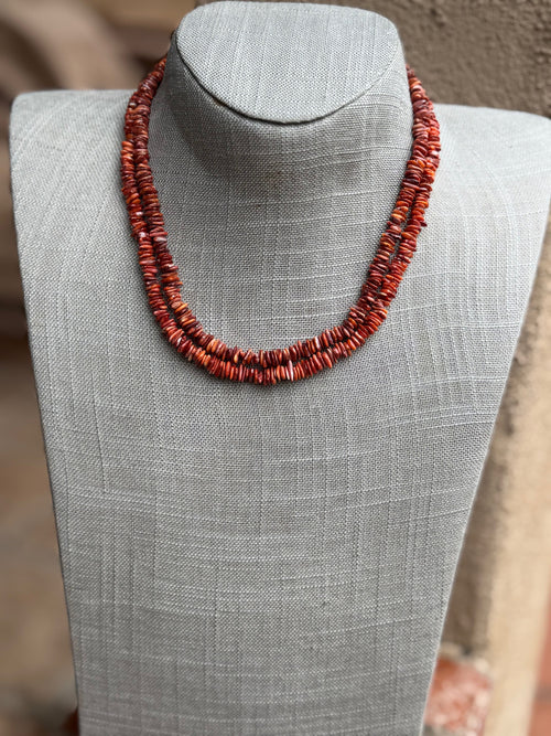 Handcrafted Red Spiny Oyster Beaded Necklace 18"