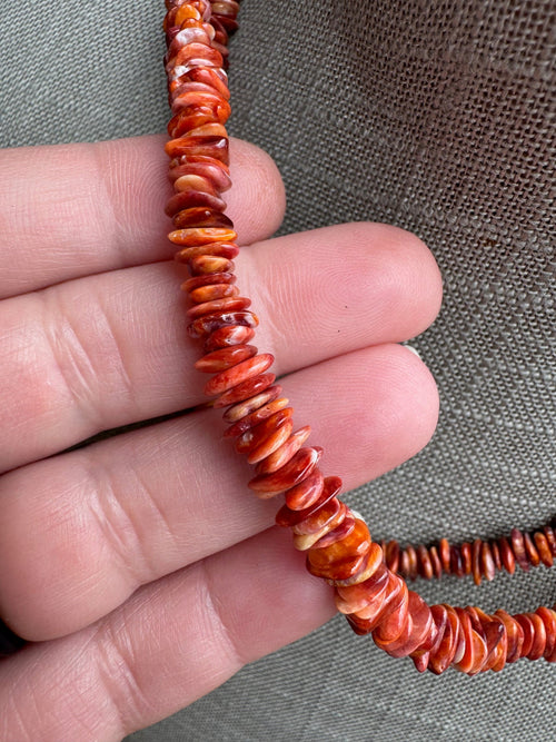 Handcrafted Red Spiny Oyster Beaded Necklace 18"