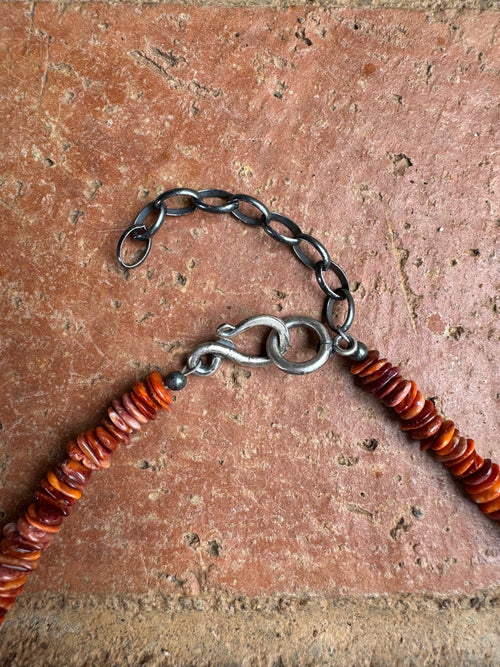 Handcrafted Red Spiny Oyster Beaded Necklace 18"