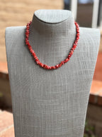 Handcrafted Coral Beaded Necklace 18"