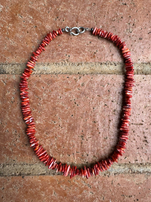 Handcrafted Coral Beaded Necklace 18"