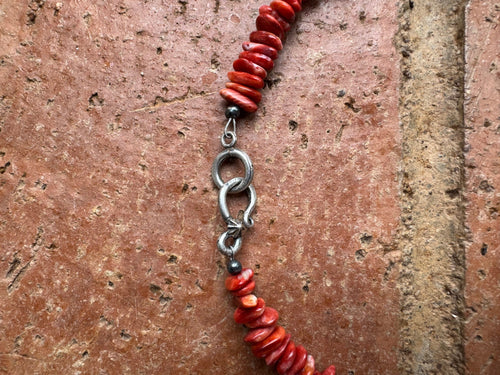 Handcrafted Coral Beaded Necklace 18"