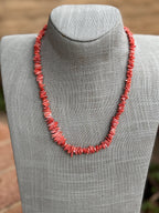 Handcrafted Coral Chip Beaded Necklace 20"